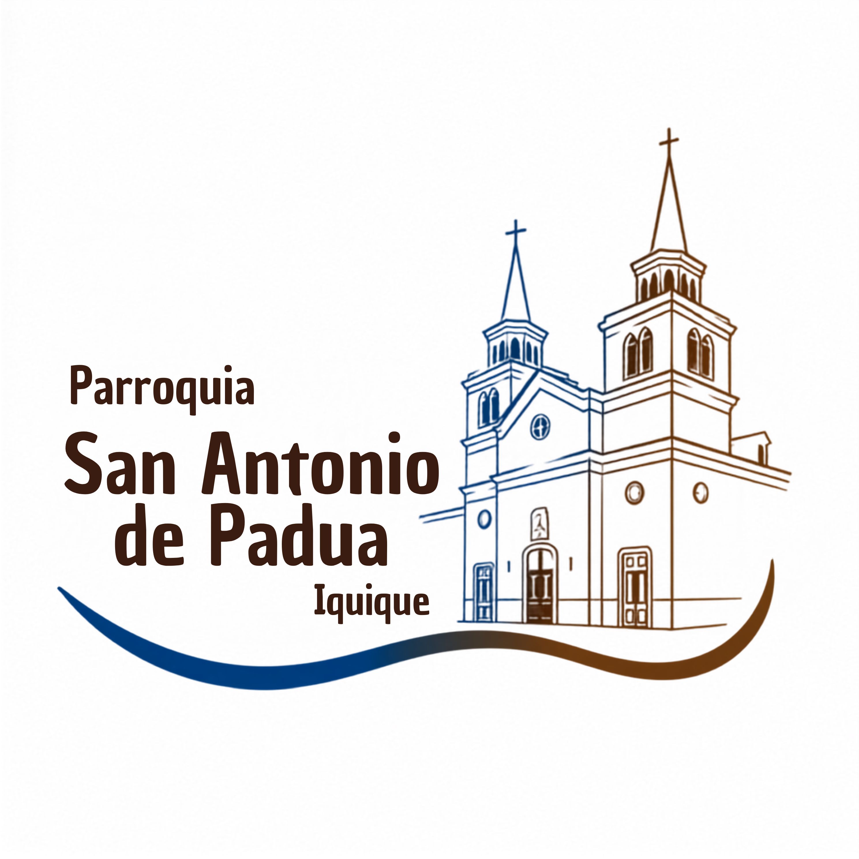 Logo de la Parroquia San Antonio de Padua de Iquique — iglesia con sus dos torres
